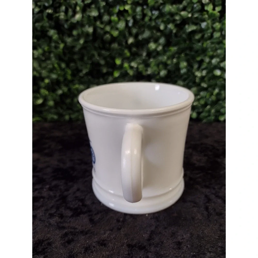 Vintage Surrey Milk Glass Shaving Mug 1903 Oldsmobile Blue Graphic Made in USA